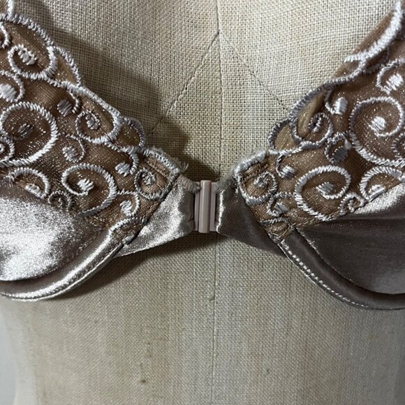 Victoria's Secret bra 36B gold satin padded removeable pads racerback 2006 - Picture 3 of 9